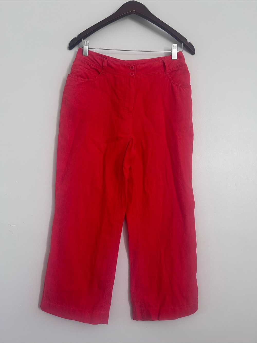 Eileen Fisher Red Linen Wide-Leg Pants S